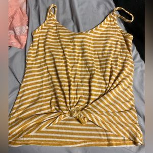 Mustard yellow & white striped tank top. Super cute very lightly worn. M.